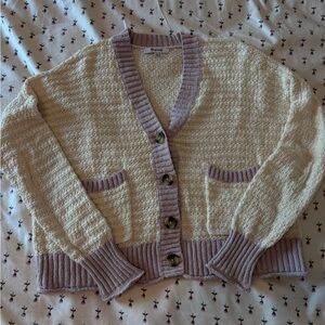 Madewell Cream and Purple Cardigan